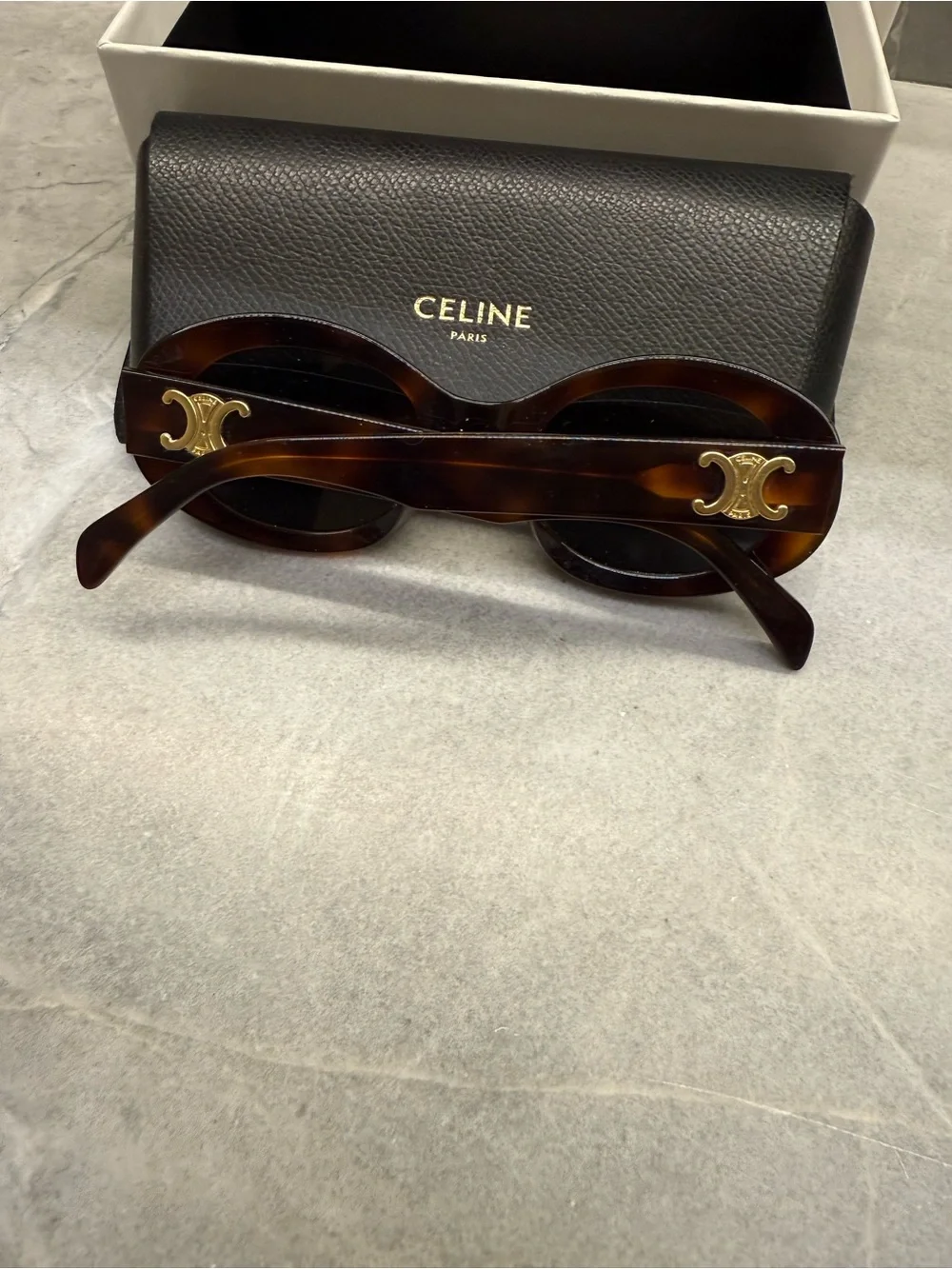 Celine Triomphe Oval Sunglasses in Tortoise Shell
